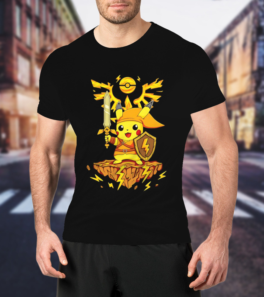 Pikachu Of Link Legend Of Electric Sword And Lightning Shield T-Shirt