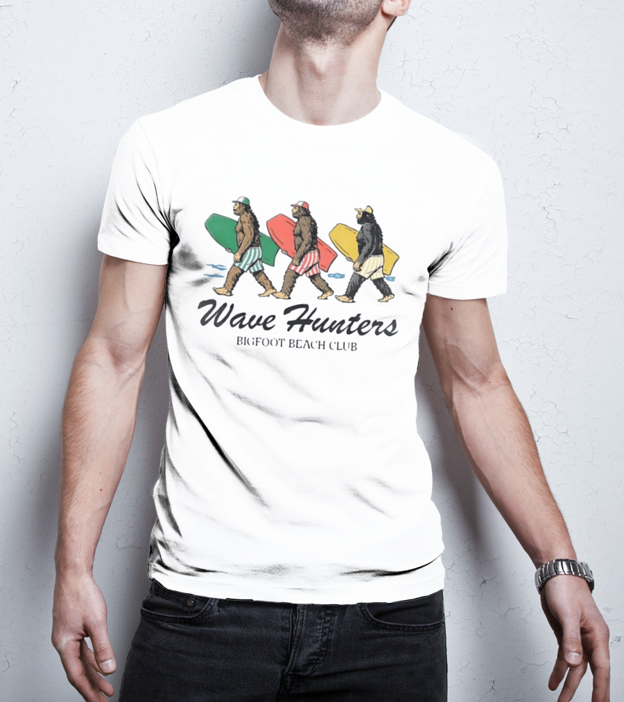 Wave Hunters Bigfoot Beach Club Surfing Adventure T-Shirt