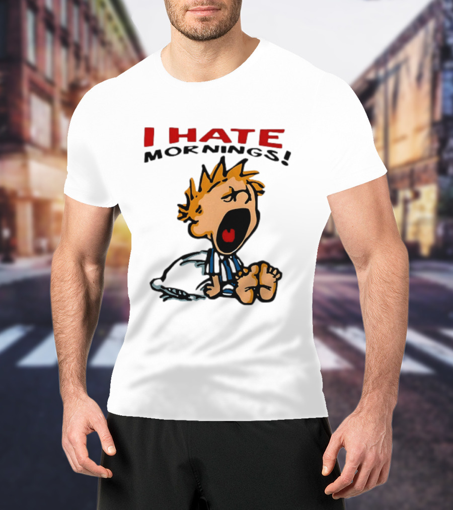 Calvin I Hate Mornings Comic T-Shirt