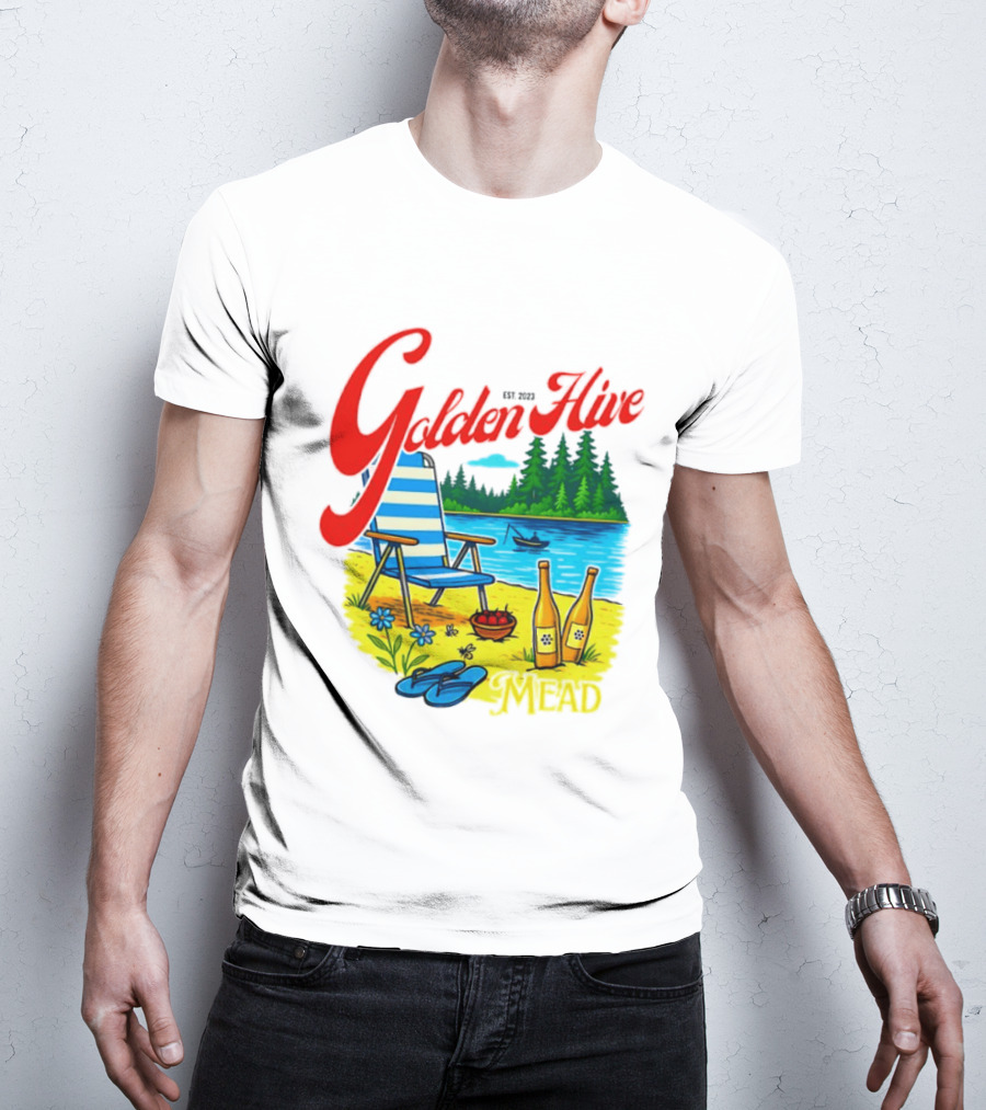 Golden Hive Mead Est 2023 Lakefront Bliss Vintage Escape T-Shirt