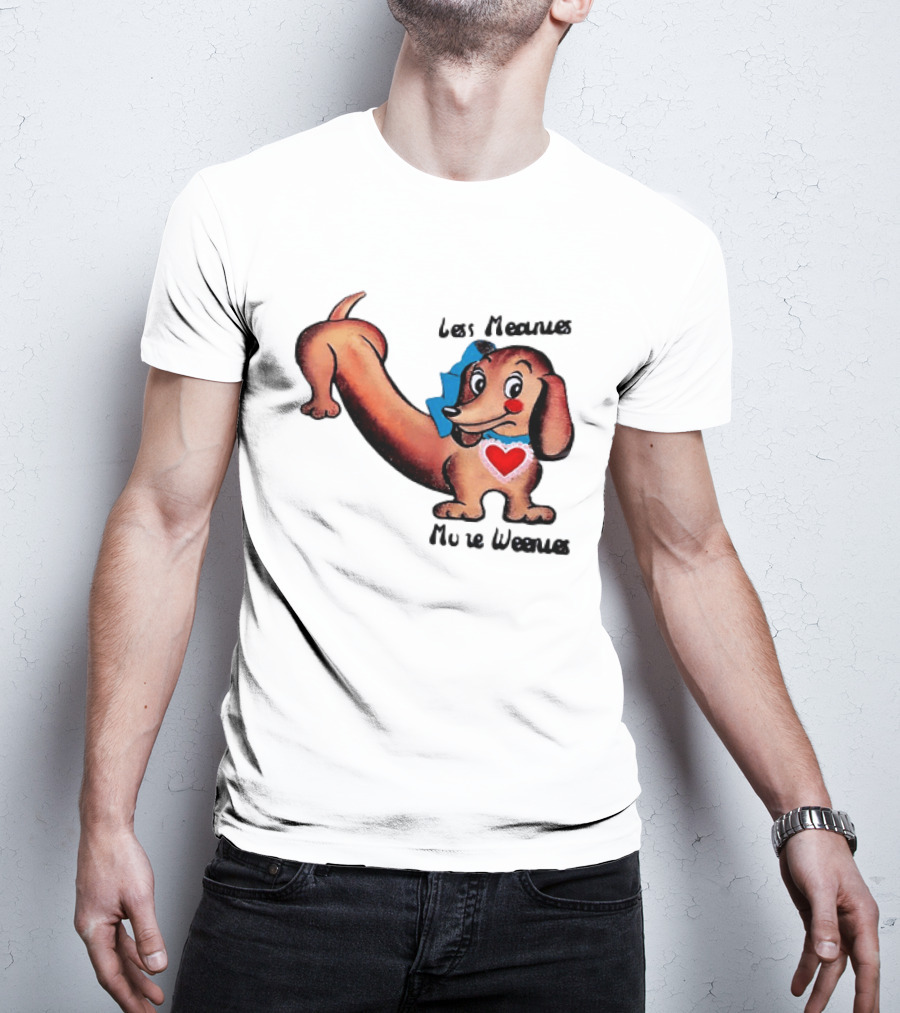 Less Meanies More Weenies Cute Dachshund With Heart And Bow T-Shirt