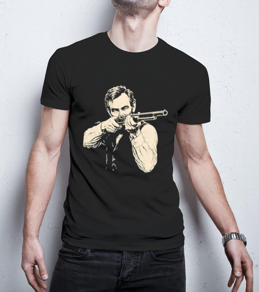 Abraham Lincoln With Lever Action Rifle Famous United States President T-Shirt