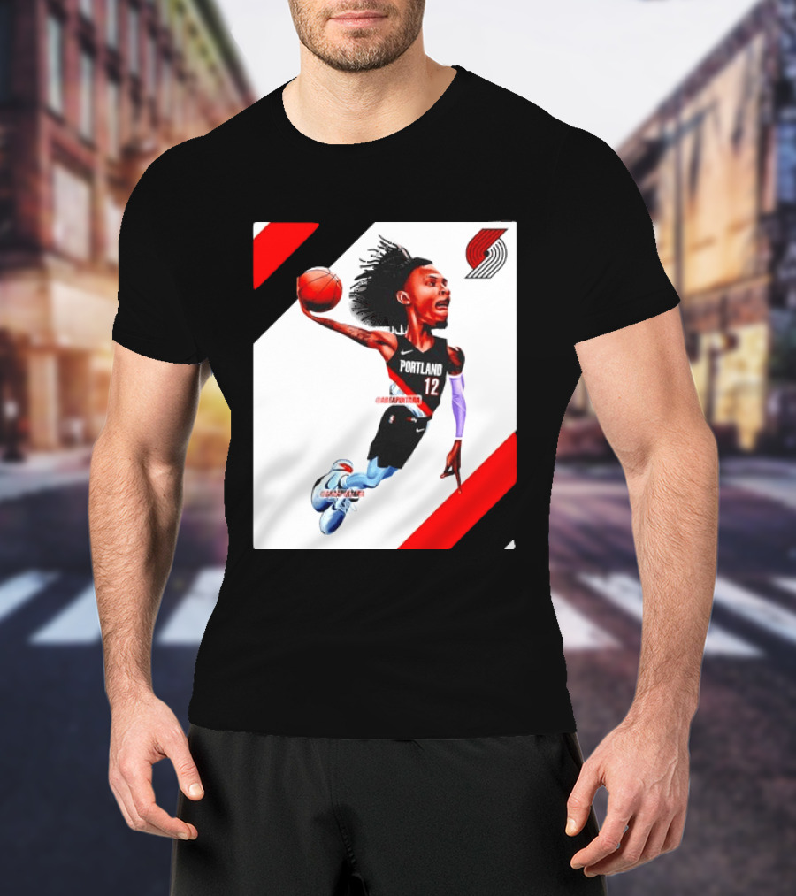 Portland Trail Blazers Ja Morant Crossover Art Dunking Basketball Player Jersey 12 T-Shirt