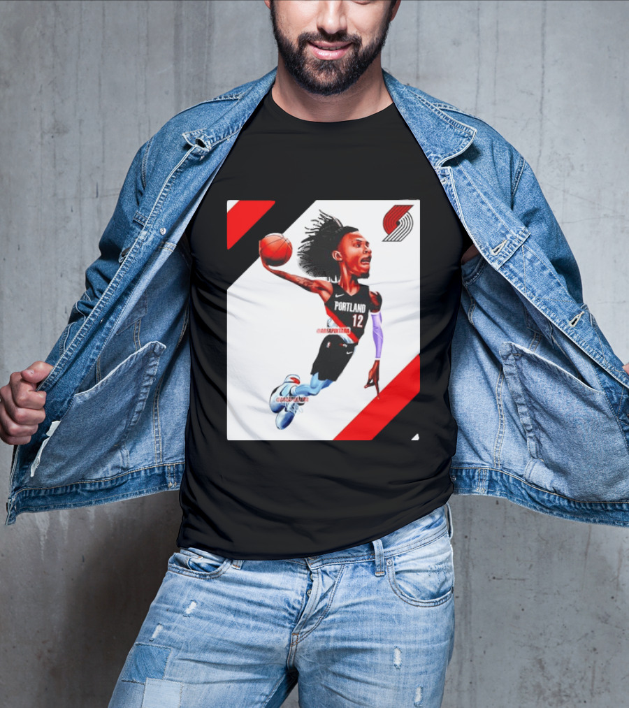 Portland Trail Blazers Ja Morant Crossover Art Dunking Basketball Player Jersey 12 T-Shirt