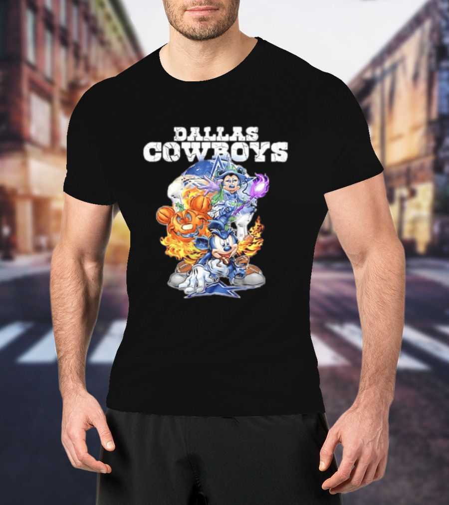 Dallas Cowboys Disney Halloween Mickey Pumpkin Magic Collaboration T-Shirt