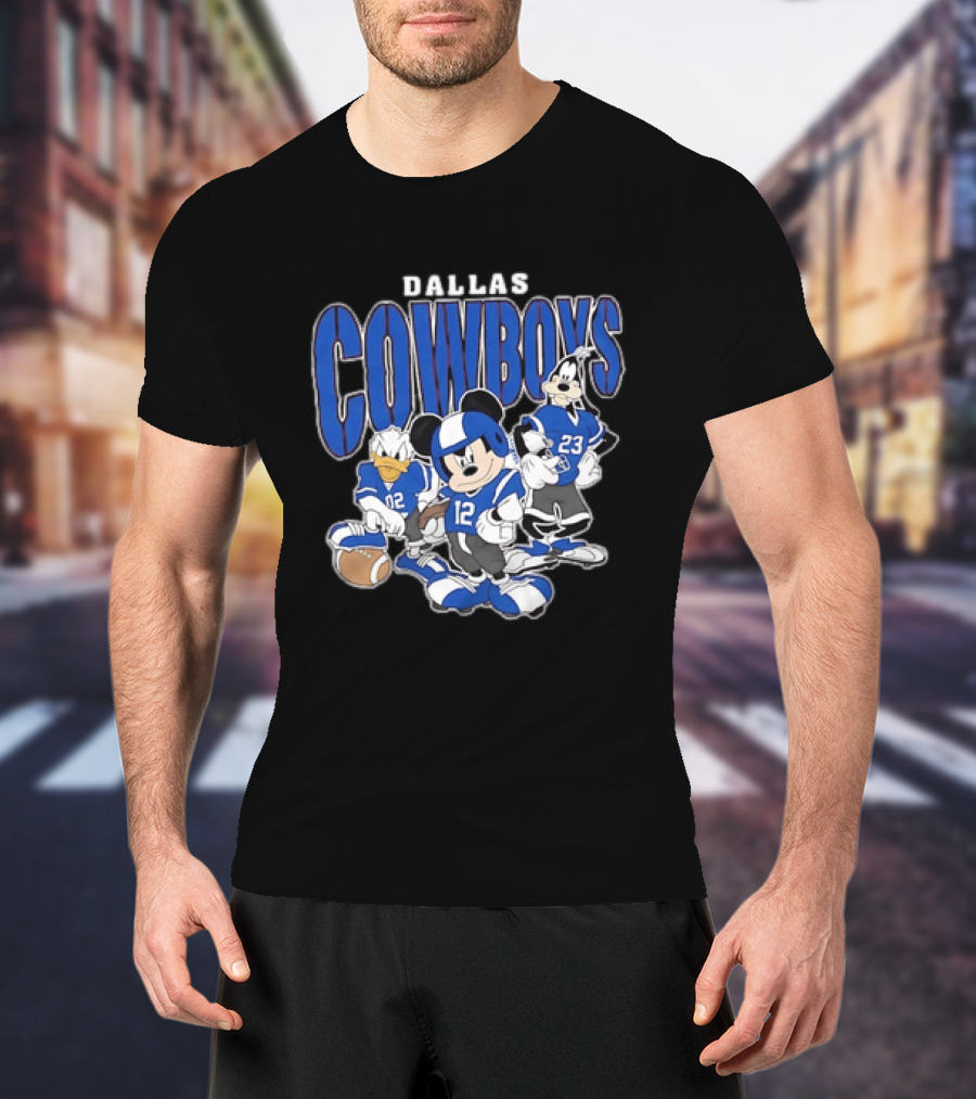 Dallas Cowboys Mickey Mouse Donald Duck Goofy Football Team Collaboration T-Shirt