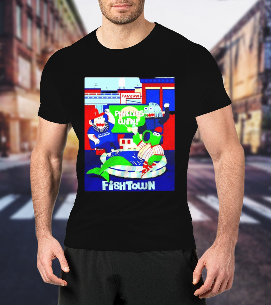 Phillies Win City Of Neighborhoods Fishtown Phillies Phanatic Tavern Scene T-Shirt