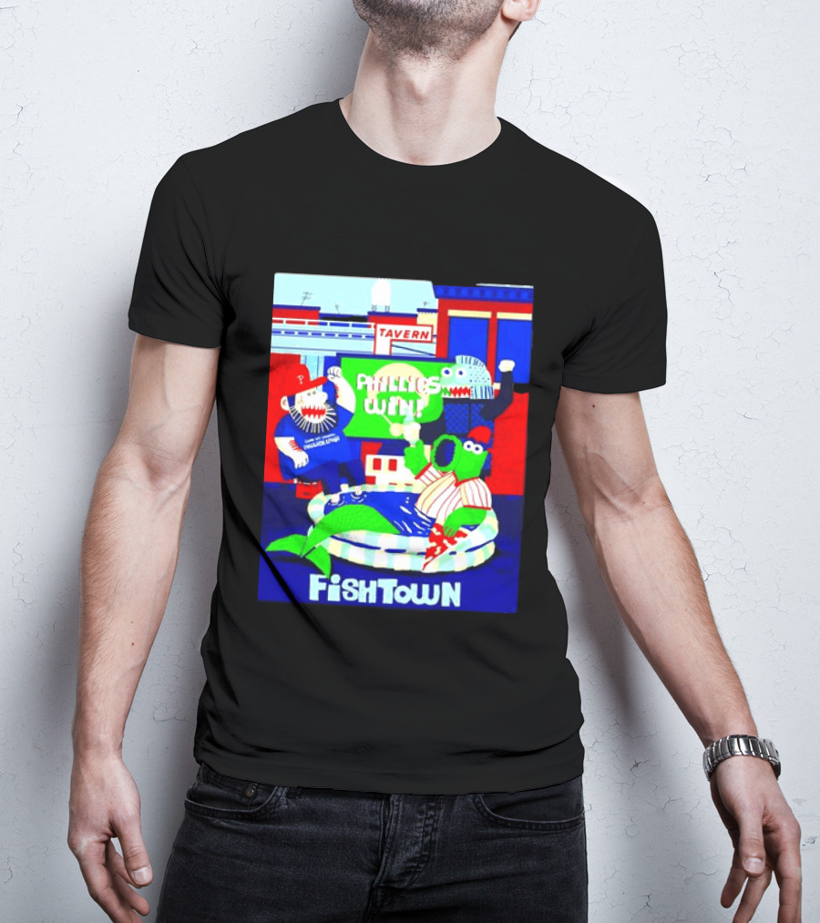 Phillies Win City Of Neighborhoods Fishtown Phillies Phanatic Tavern Scene T-Shirt