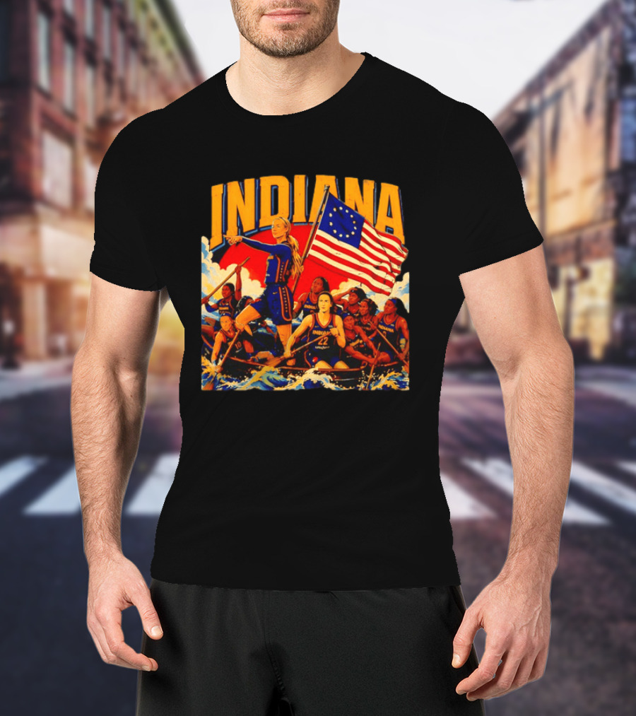 Indiana Basketball Team Sophie Cunningham Crossing The Delaware Flag T-Shirt