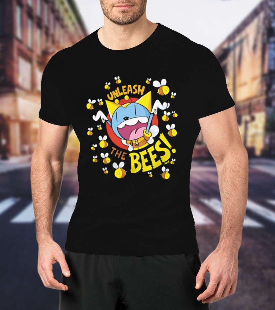 Unleash The Bees Looshkin Cartoon Character Honeycombs T-Shirt