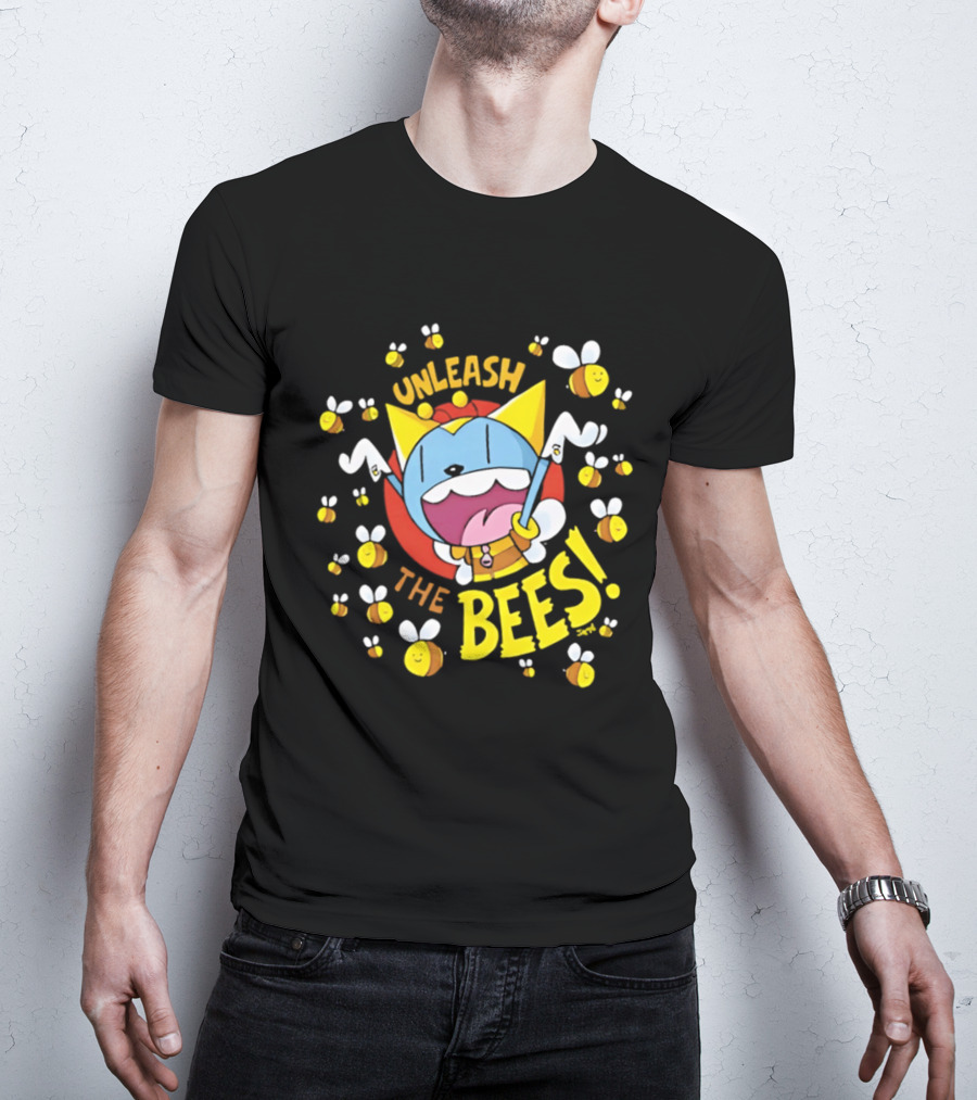 Unleash The Bees Looshkin Cartoon Character Honeycombs T-Shirt