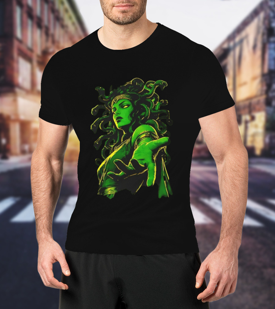 Medusa Mythology You Won't Feel A Thing Green Aura Serpent Hair T-Shirt