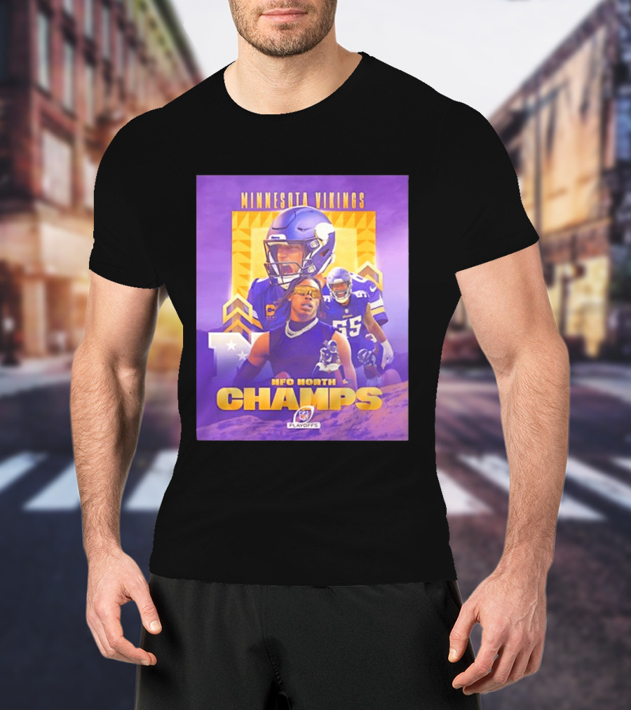 Minnesota Vikings NFC North Champs 2022 Playoffs Celebration T-Shirt