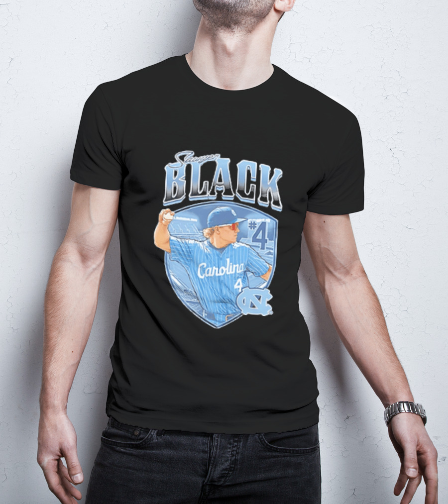 Sawyer Black Carolina Tar Heels #4 Baseball Player T-Shirt