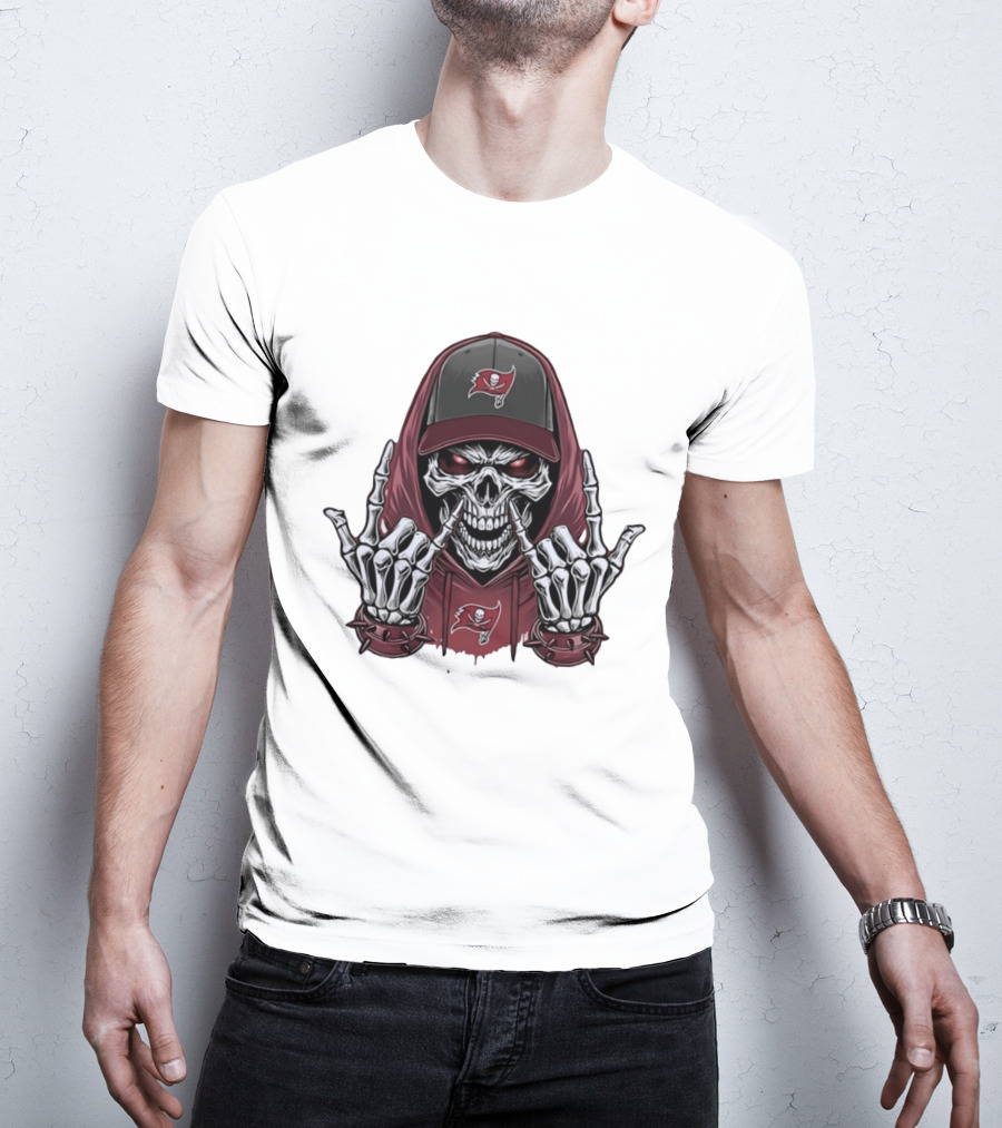 Buccaneers Skeleton Rock On Pirate T-Shirt
