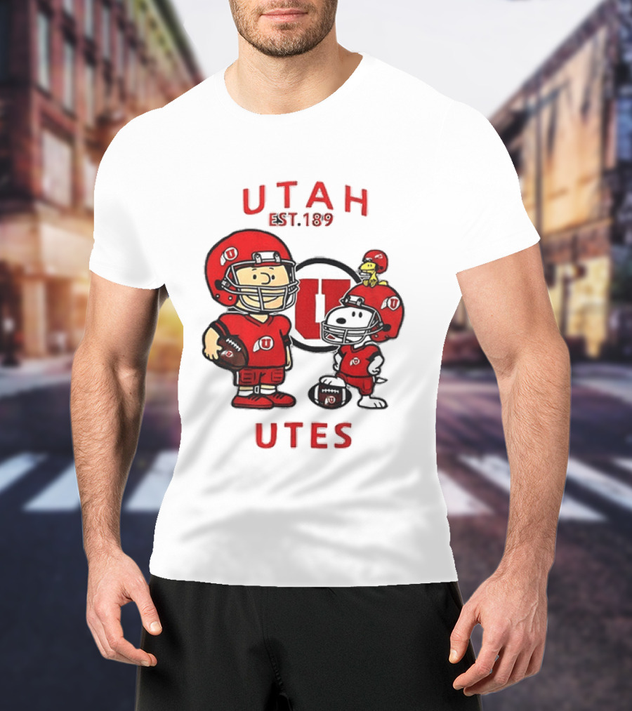 Charlie Brown Snoopy Woodstock Utah Utes EST 1892 Football Team T-Shirt
