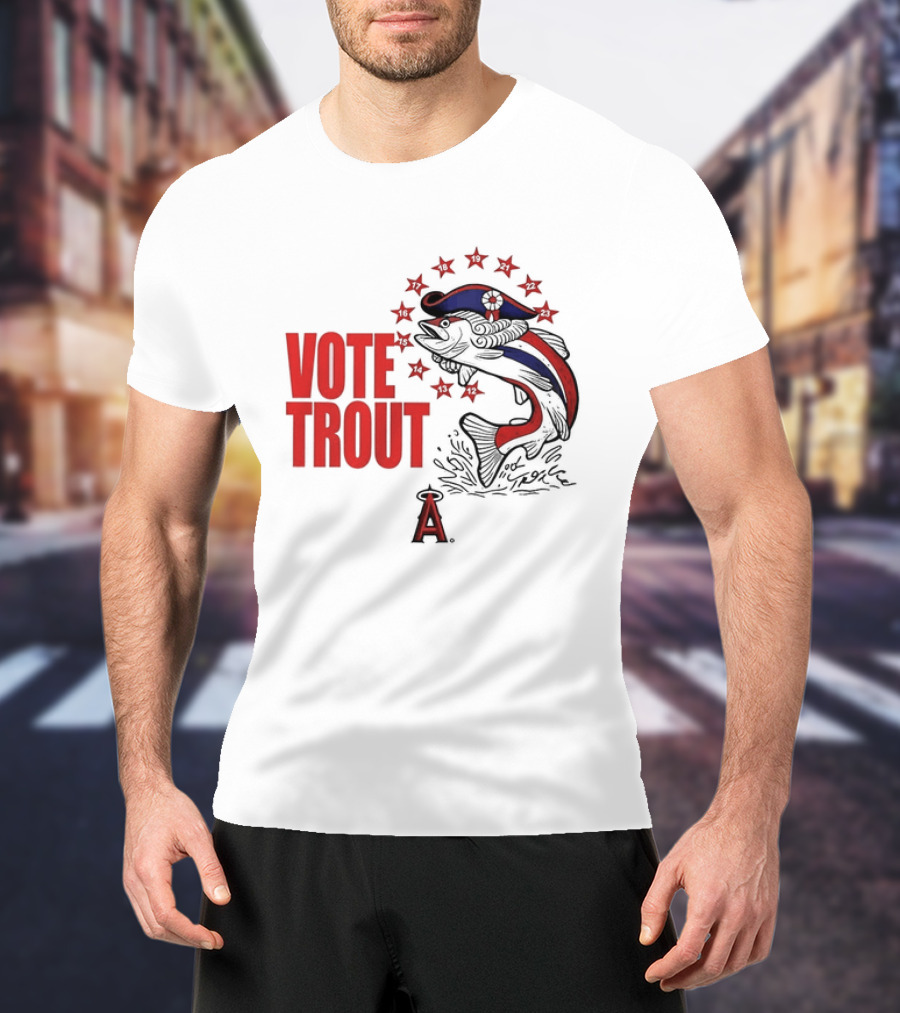 Los Angeles Angels Vote Trout Red Blue Star Fish T-Shirt