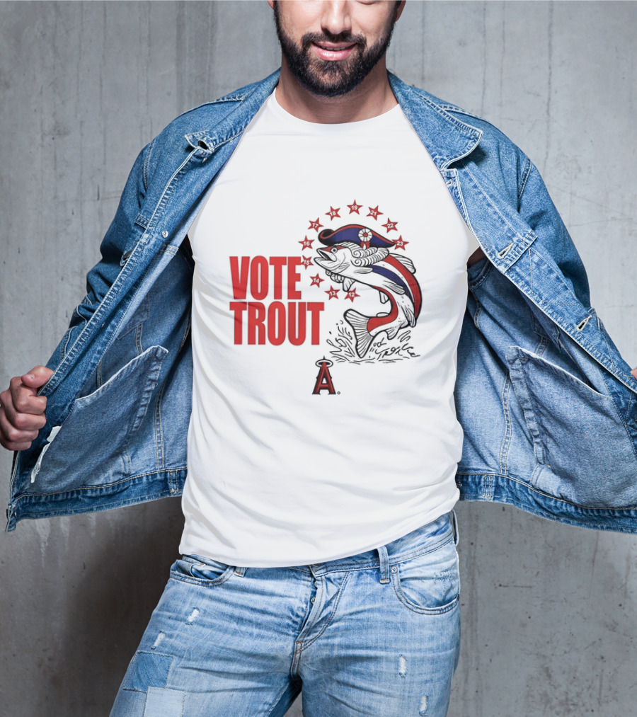Los Angeles Angels Vote Trout Red Blue Star Fish T-Shirt