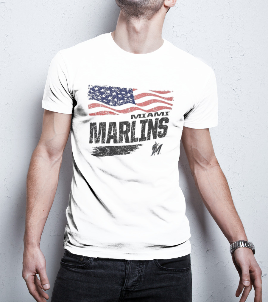 Miami Marlins MLB United States Flag T-Shirt