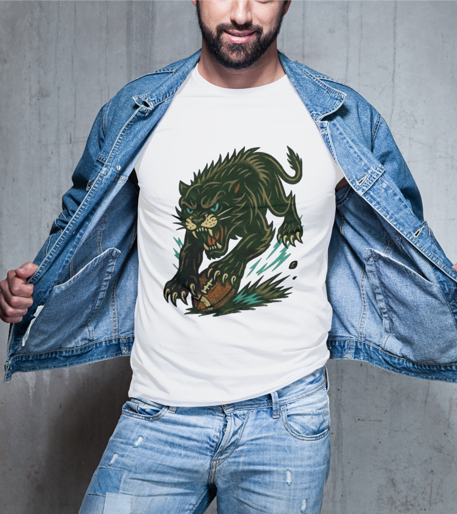 Panther Rushing Football Athletic Team Dynamic Action T-Shirt