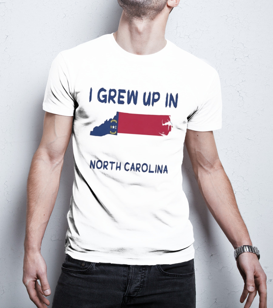 North Carolina Roots Southern Heritage I Grew Up In NC State Flag T-Shirt
