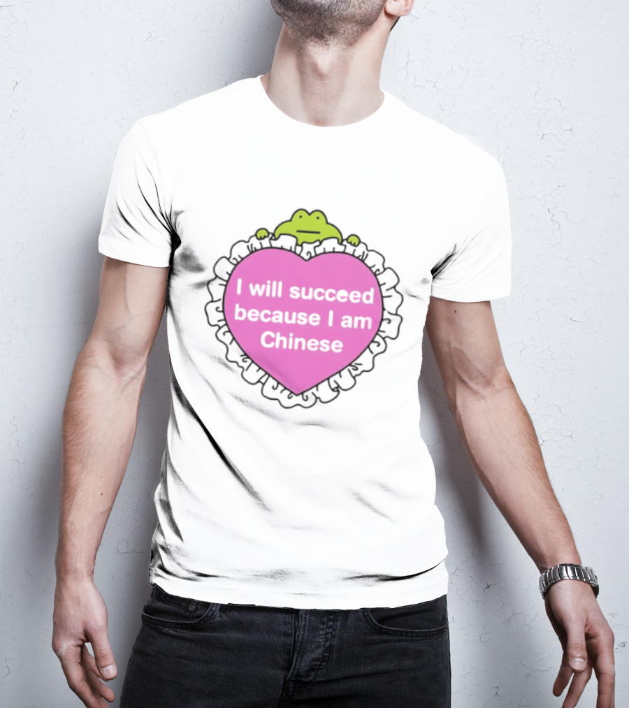 I Will Succeed Because I Am Chinese Pink Heart Frog T-Shirt