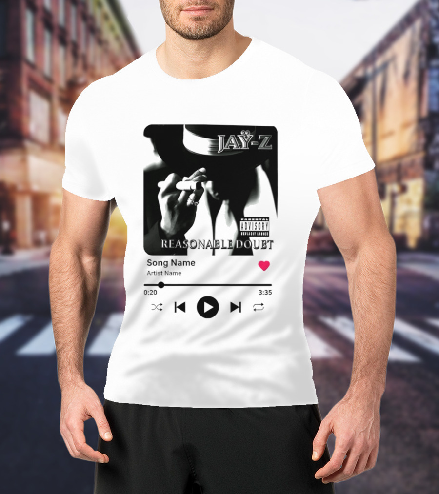 Jay Z Reasonable Doubt Song Name Artist Name Parental Advisory Explicit Content Iconic Album Cover T-Shirt