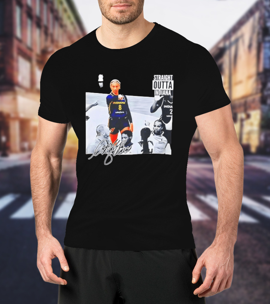 Caitlin Clark Pointing Indiana Fever Basketball Player Straight Outta Indiana T-Shirt
