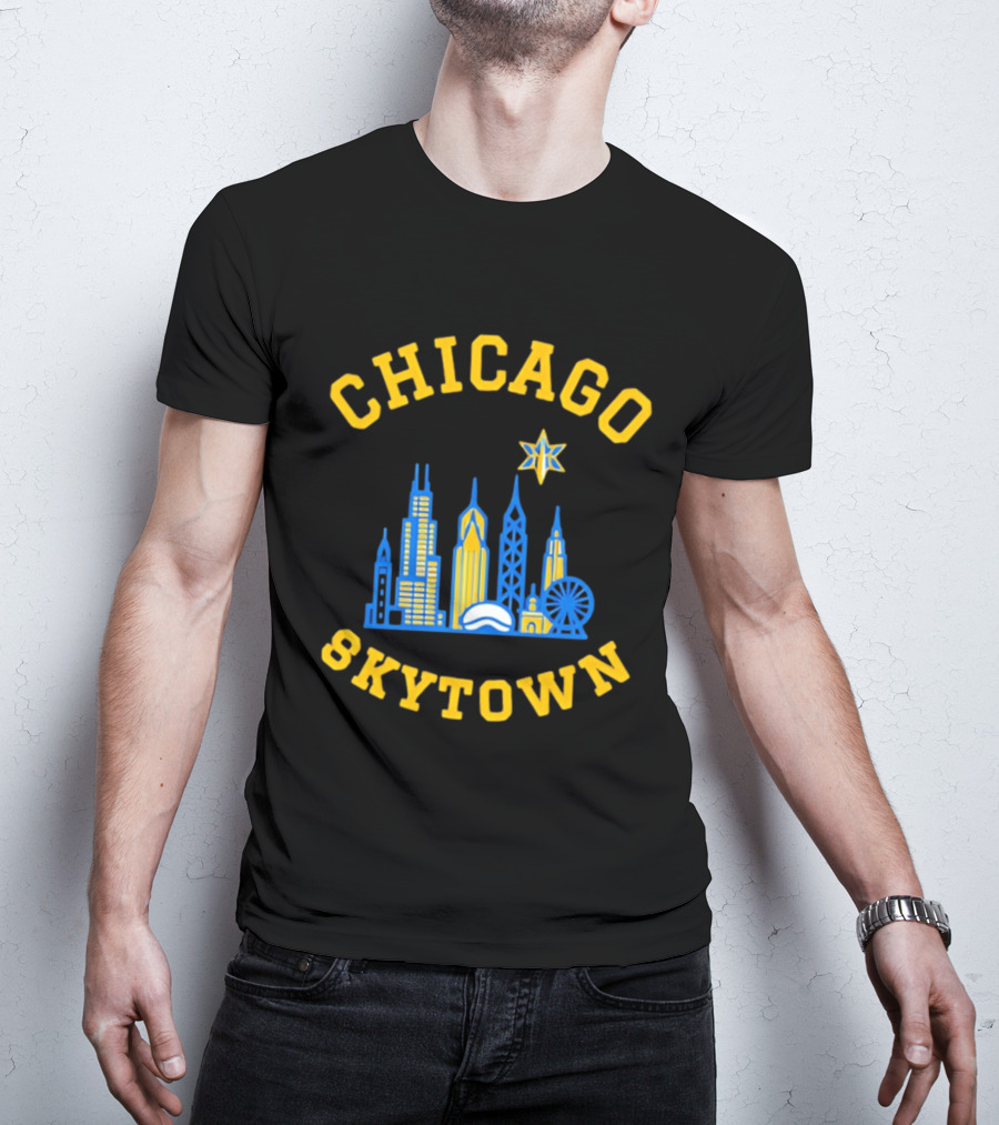 Chicago Skytown Skyline WNBA Basketball Starry Cityscape T-Shirt