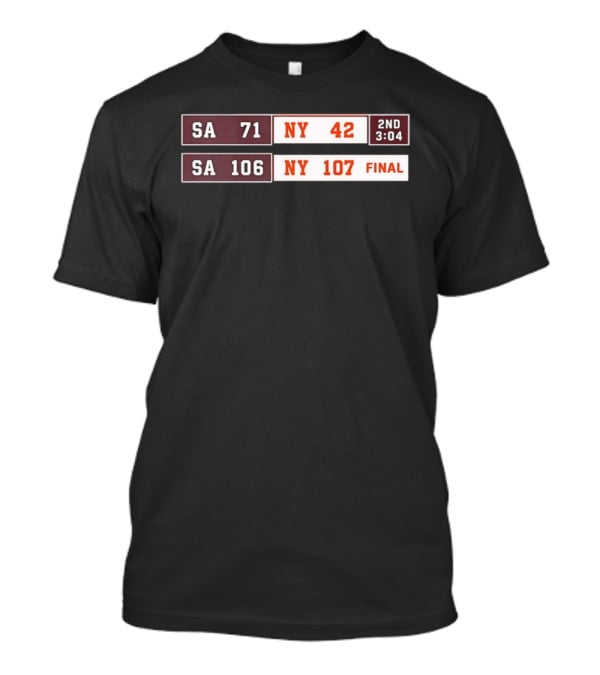 SA 71 To 42 NY Basketball Comeback 107 To 106 Final Scoreboard T-Shirt