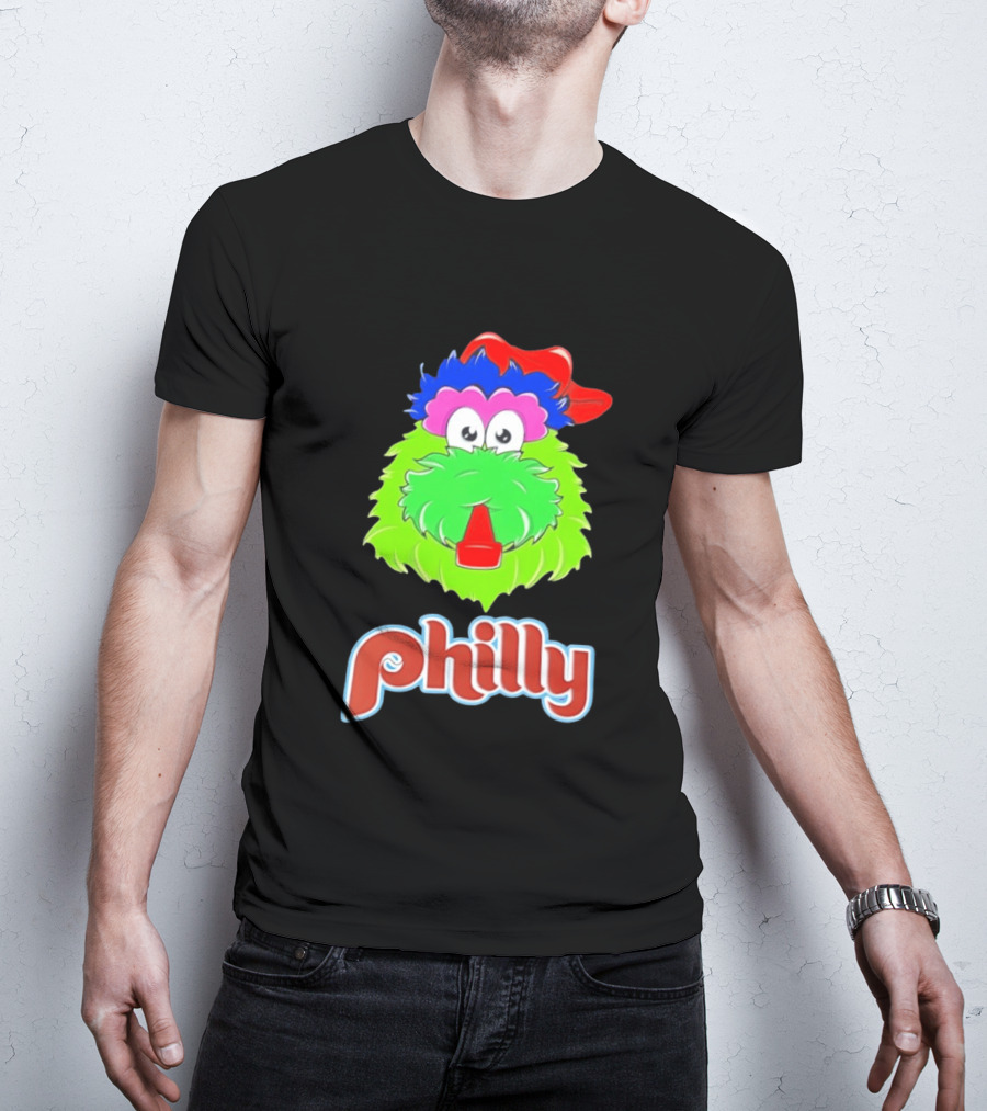 Philly Fanatics Whistle Philly Green Furry Mascot Red Hat T-Shirt