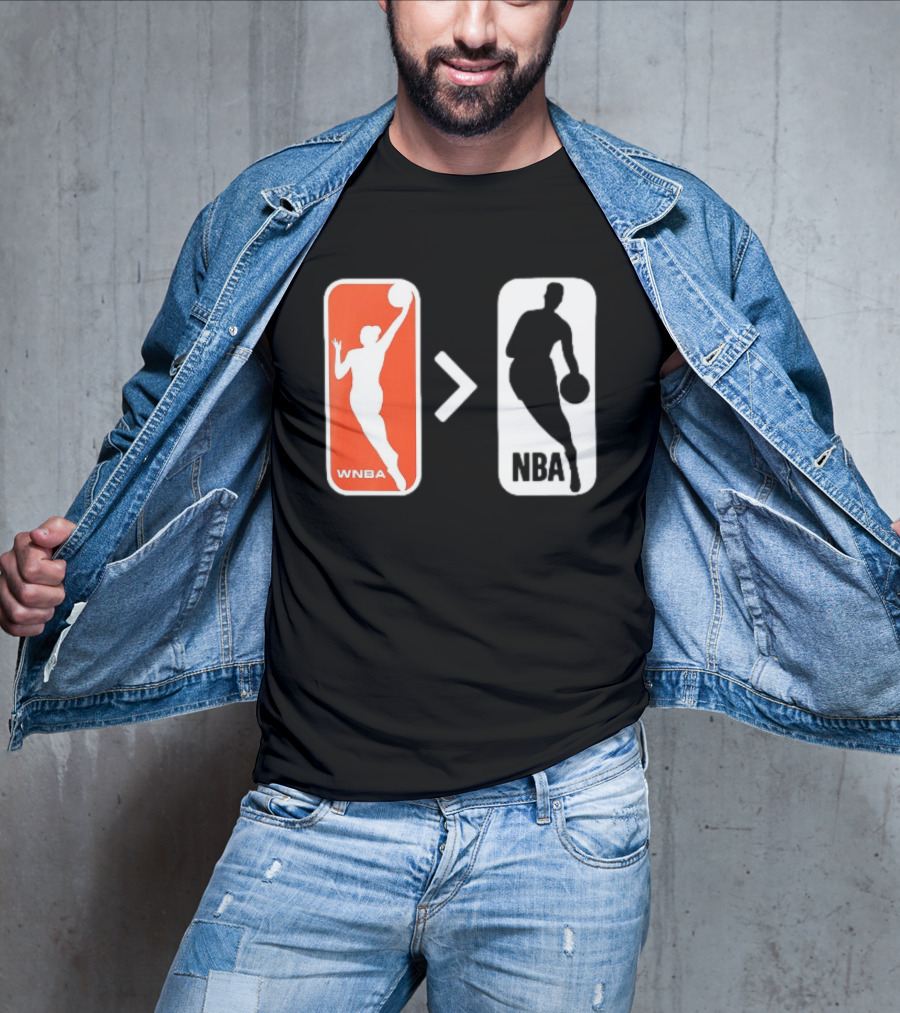 WNBA Logo Greater Than NBA Logo Comparison T-Shirt