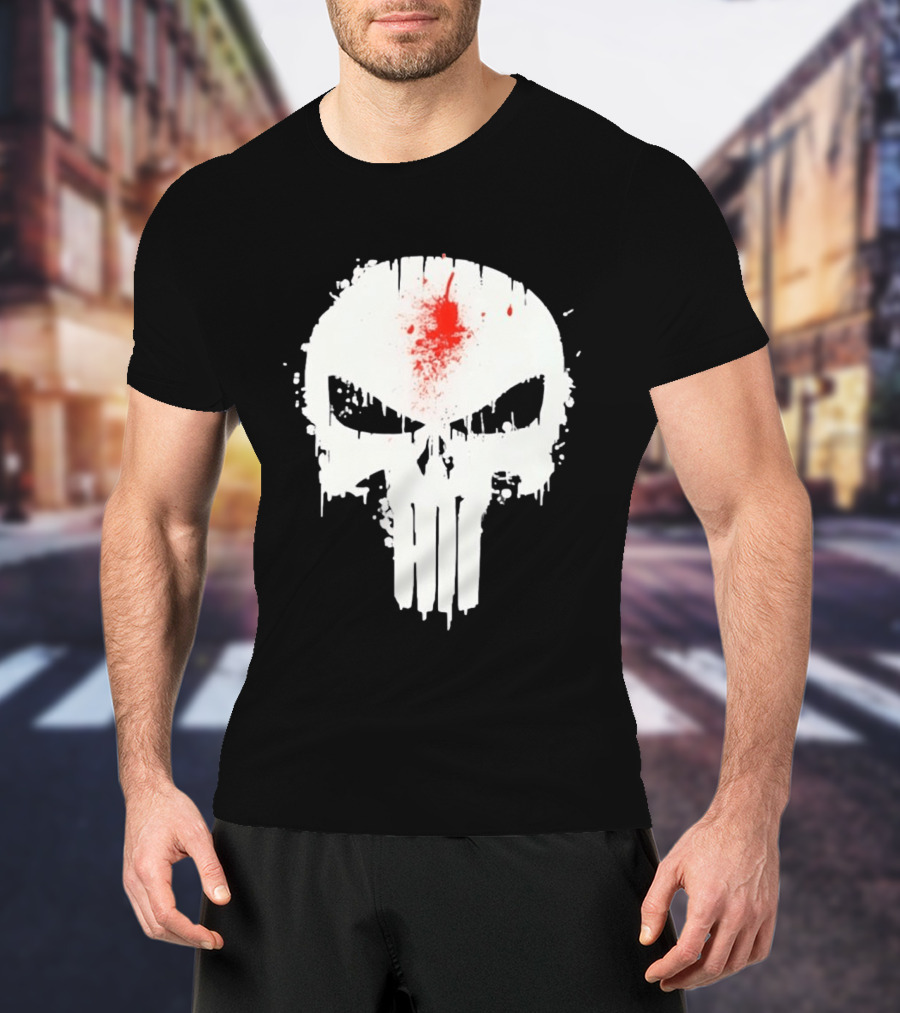 Punisher Skull Bleeding Head Shot T-Shirt