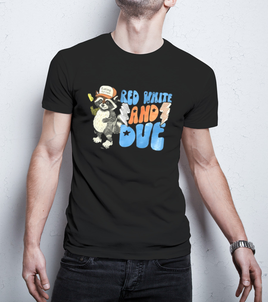 Red White And Due Raccoon Eating For Two T-Shirt