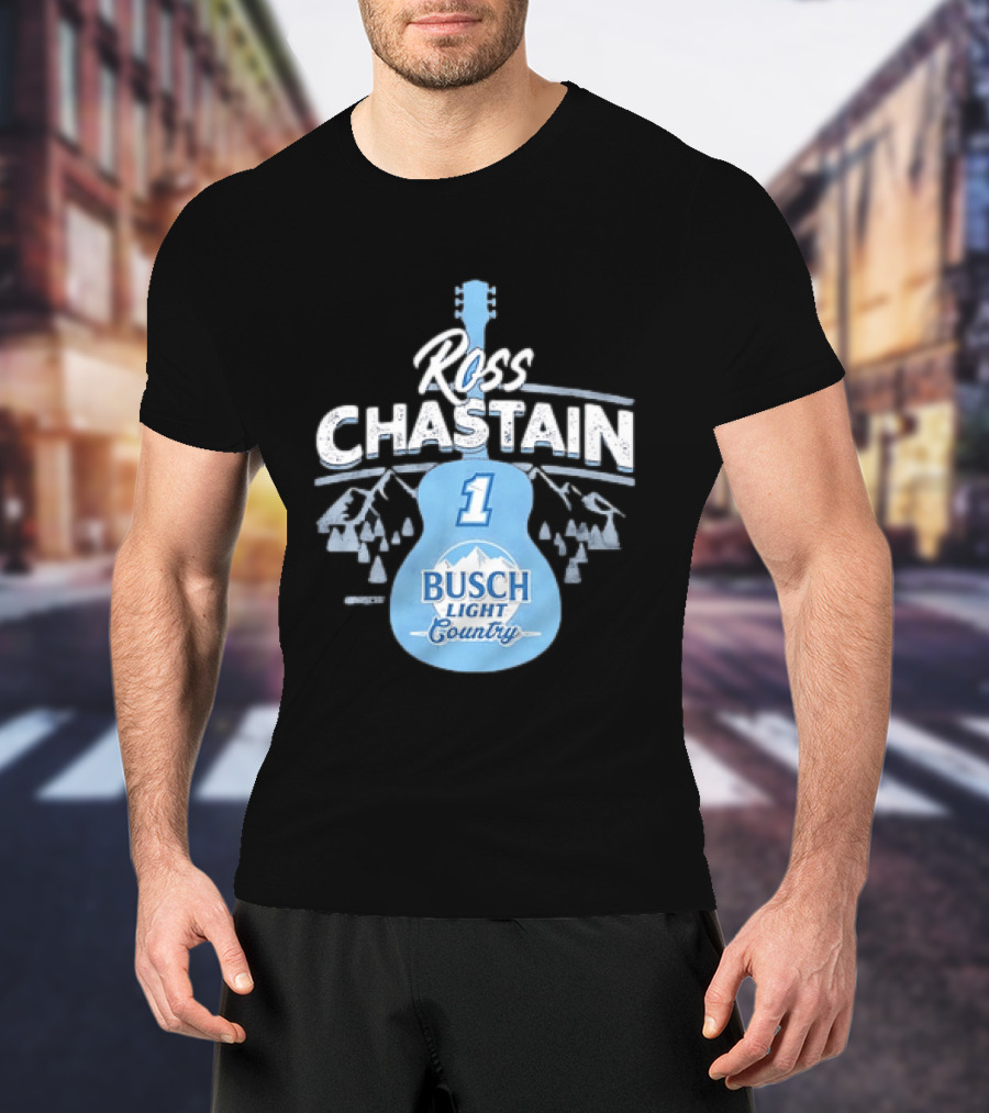 Ross Chastain No 1 Busch Light Country Guitar T-Shirt