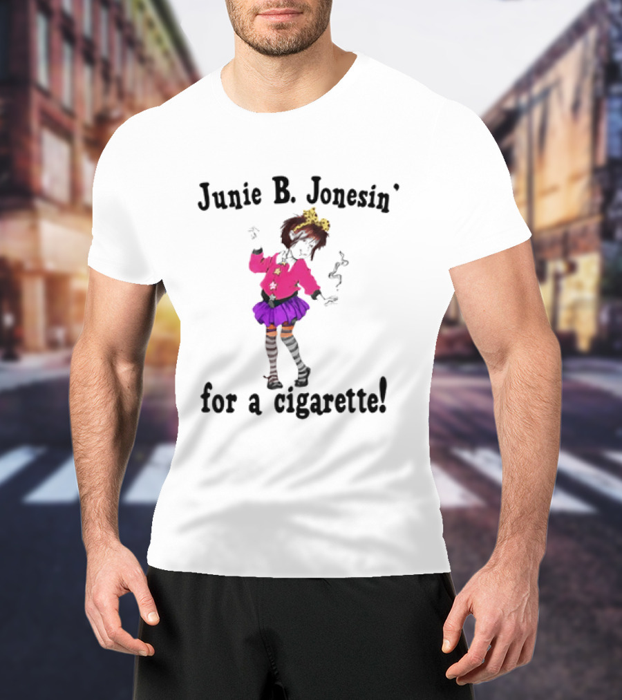 Junie B Jonesin For A Cigarette Vintage Cartoon Style Character With Bow And Tutu T-Shirt