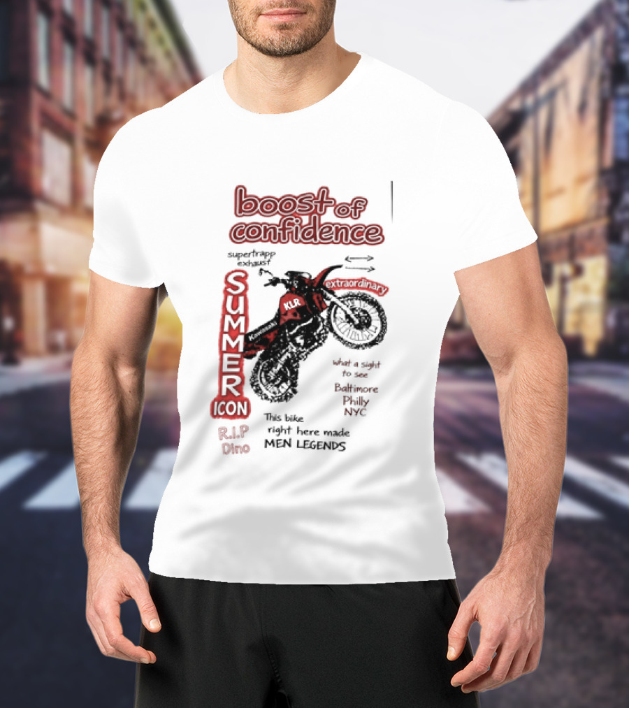 Boost Of Confidence Kawasaki KLR Summer Icon RIP Dino Men Legends T-Shirt