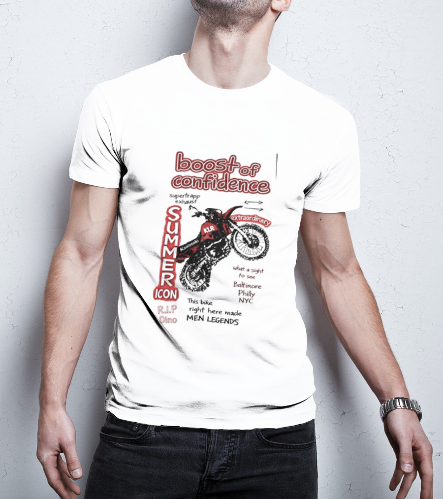 Boost Of Confidence Kawasaki KLR Summer Icon RIP Dino Men Legends T-Shirt
