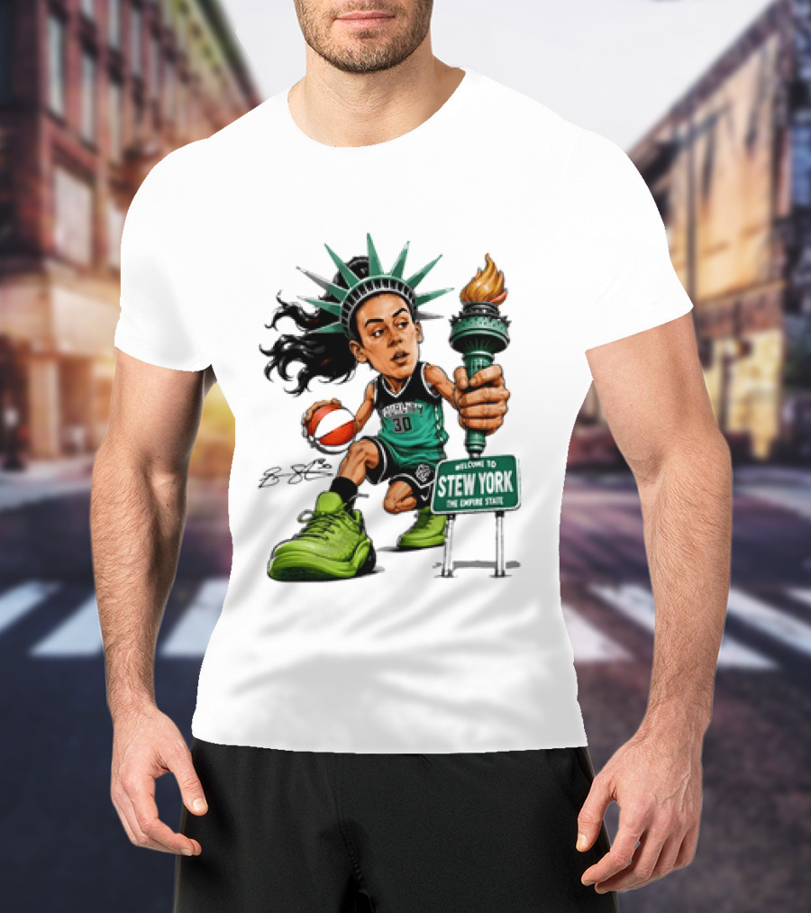 New York Liberty Breanna Stewart Stew York Torch Statue Basketball T-Shirt
