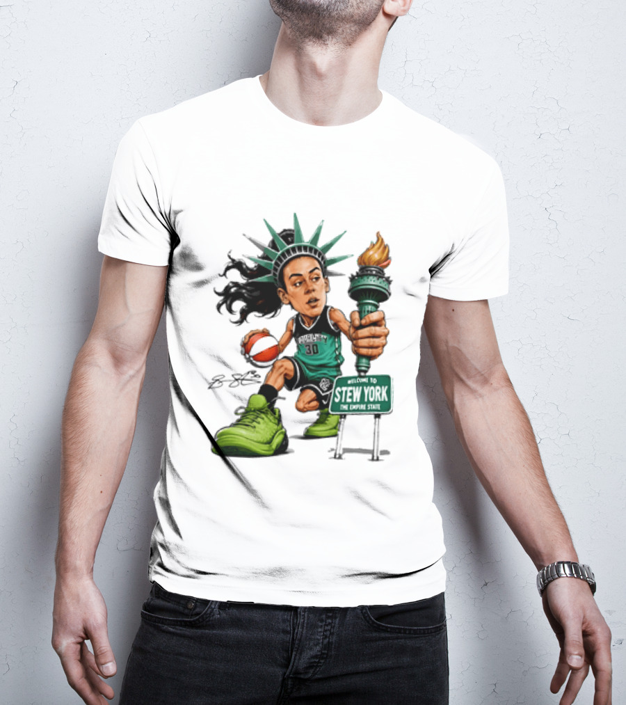 New York Liberty Breanna Stewart Stew York Torch Statue Basketball T-Shirt