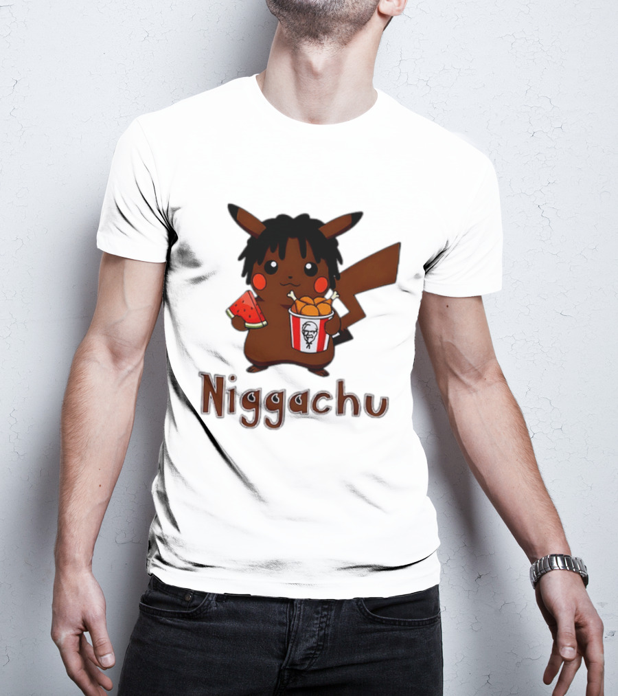 Niggachu Pikachu With Fried Chicken And Watermelon T-Shirt