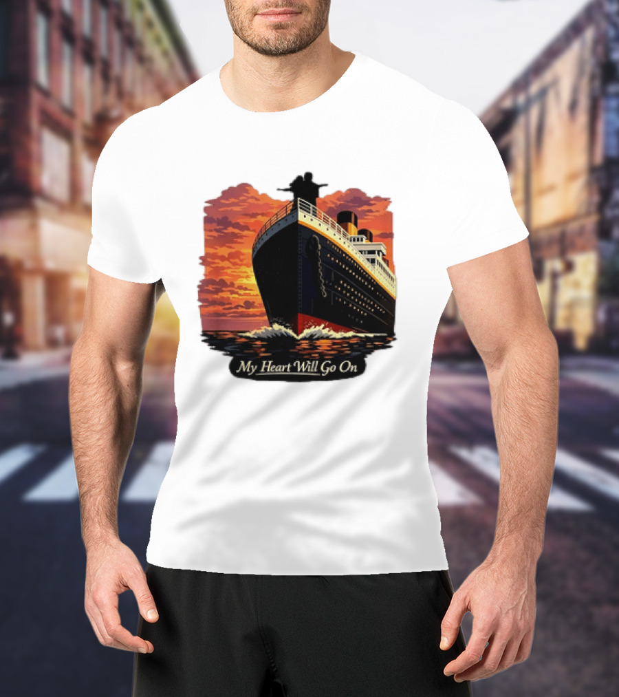 Titanic Sunset Scene My Heart Will Go On Jack And Rose T-Shirt