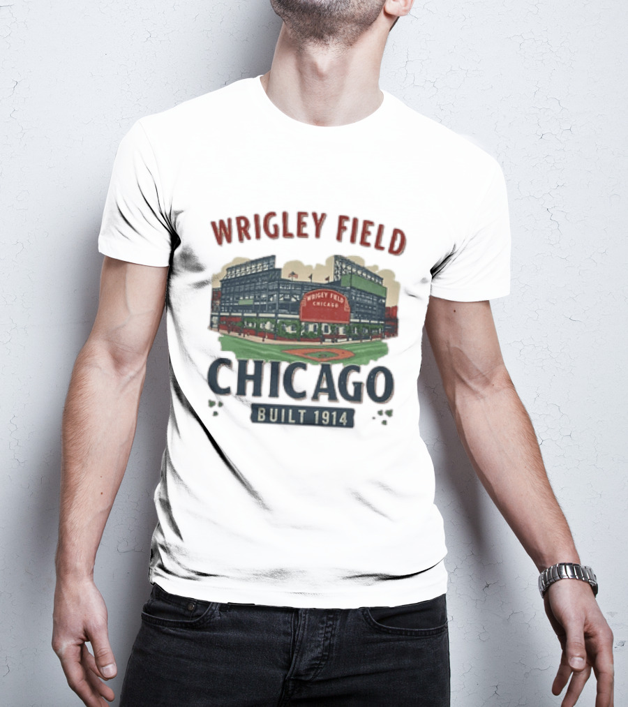 Wrigley Field Chicago Built 1914 Vintage Baseball Stadium Architecture T-Shirt