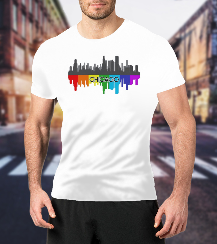 Chicago Skyline Rainbow Pride City T-Shirt