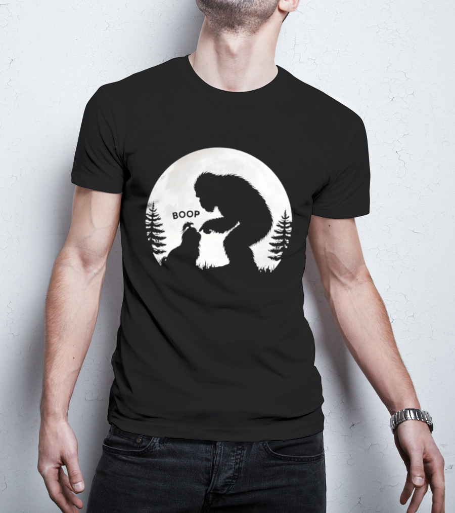 Bigfoot Boop Shih Tzu Moon Silhouette Forest Scene T-Shirt