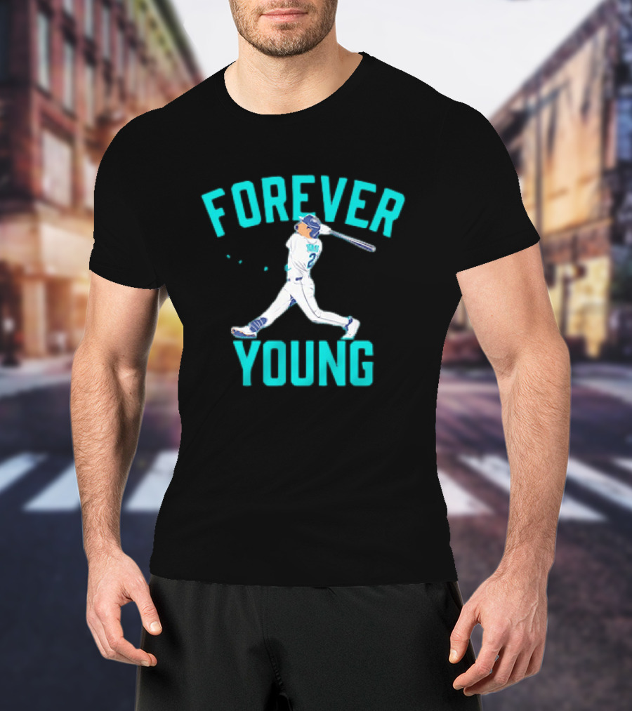 Forever Young Seattle Mariners Cole Young Swinging Baseball T-Shirt