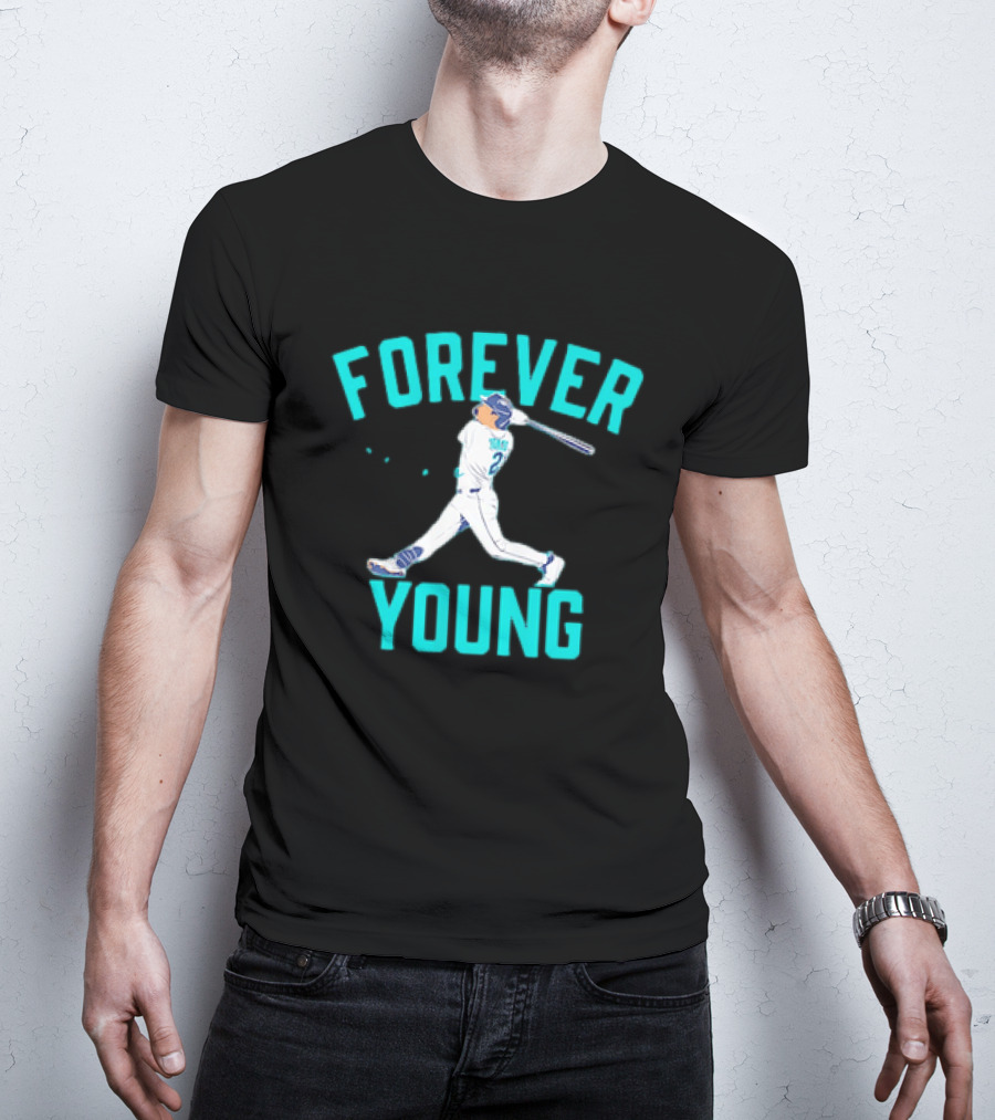 Forever Young Seattle Mariners Cole Young Swinging Baseball T-Shirt
