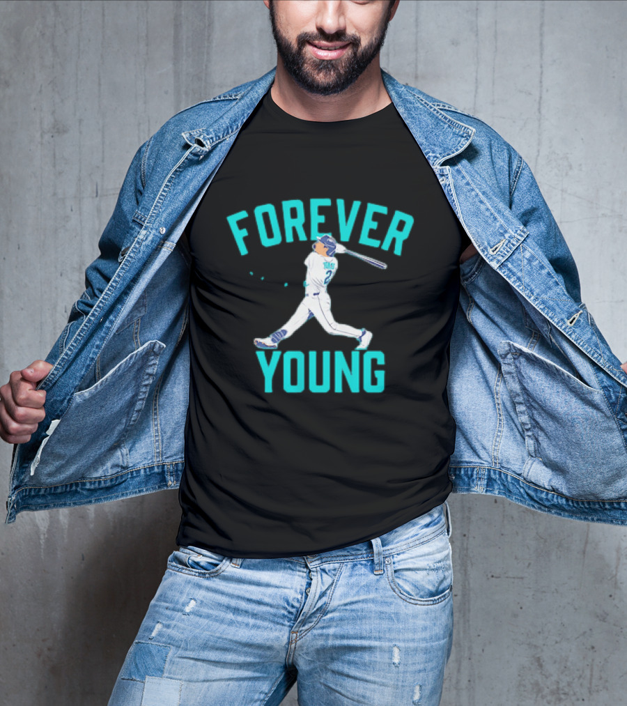 Forever Young Seattle Mariners Cole Young Swinging Baseball T-Shirt