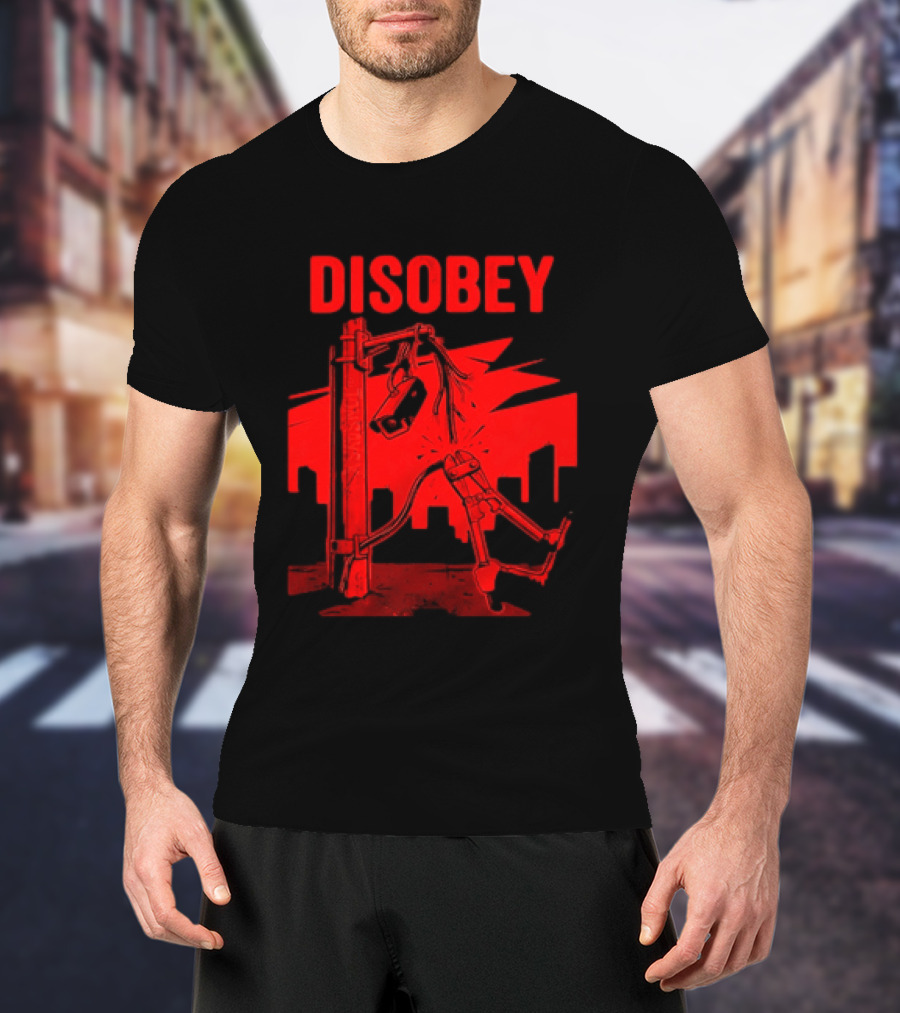 DISOBEY Surveillance Camera Wire Cutting Protest Stencil T-Shirt