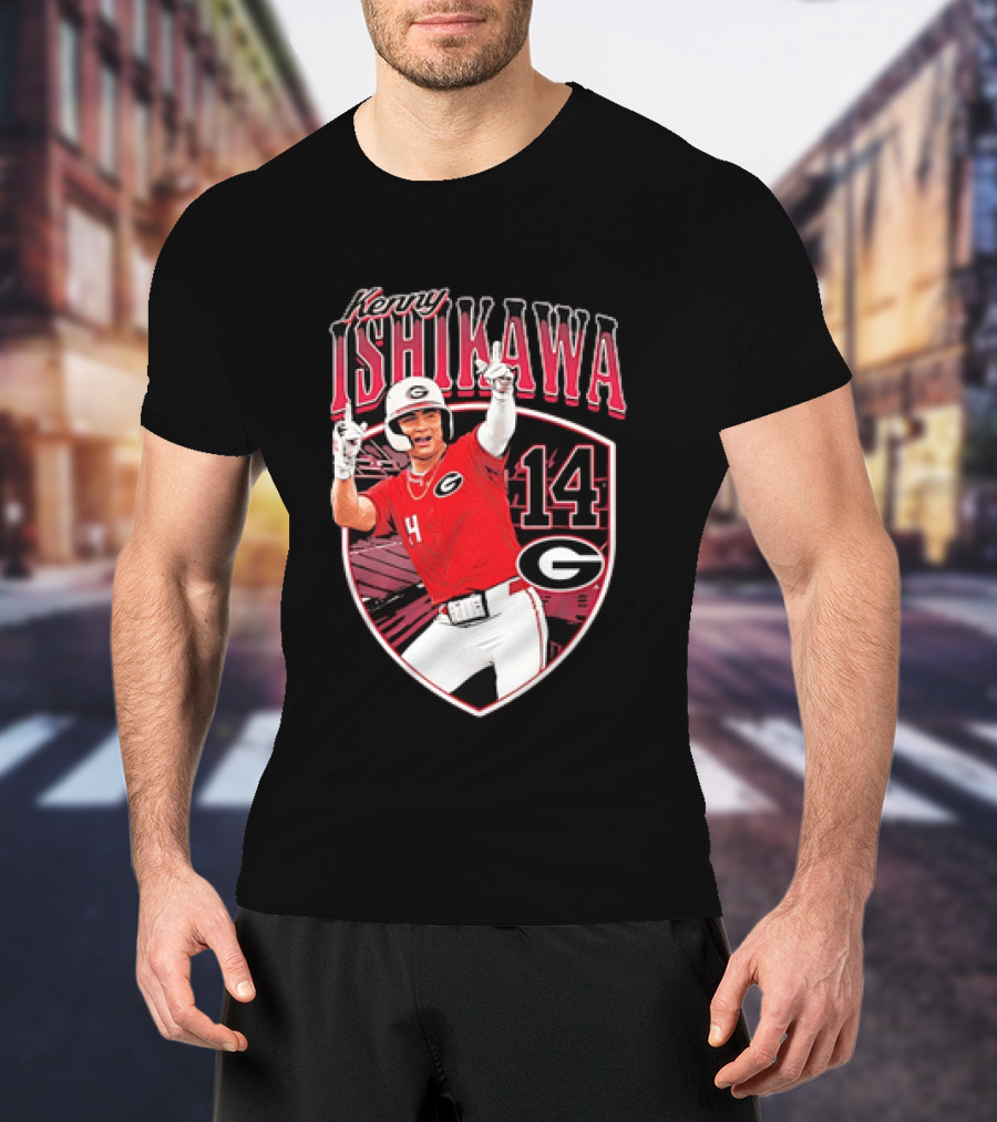 Kenny Ishikawa Georgia Bulldogs 14 Action Pose T-Shirt